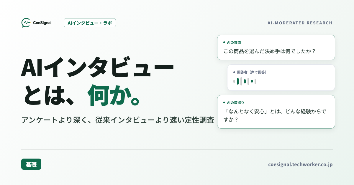 AIインタビューとは|AIが一人ずつ深掘りする定性調査の新しい選択肢