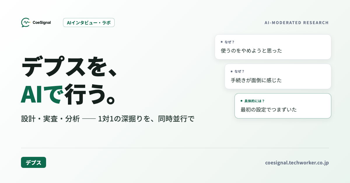 デプスインタビューのやり方|設計から分析までをAIで速くする